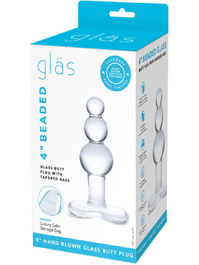 Gläs: Beaded, Glass Butt Plug with Tapered Base