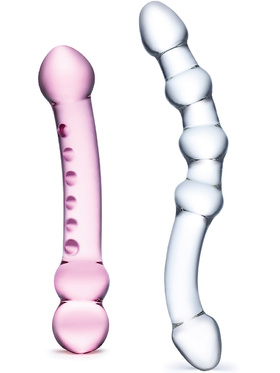 Gläs: 2pc Pleasure Set, Double Pleasure Glass Dildo Set