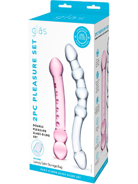 Gläs: 2pc Pleasure Set, Double Pleasure Glass Dildo Set