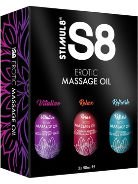 Stimul8: S8 Erotic Massage Oil, 3x50 ml