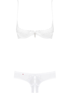 Obsessive: Alabastra, Underwire Half-Bra & Crotchless Thong, vit