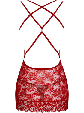 Obsessive: 860-CHE-3, Chemise & Thong, röd