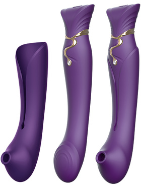 Zalo: Queen Set, G-spot PulseWave Vibrator with Suction Sleeve, lila