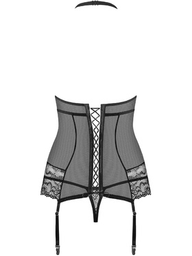 Obsessive: 838-COR-1, Corset & Thong, svart