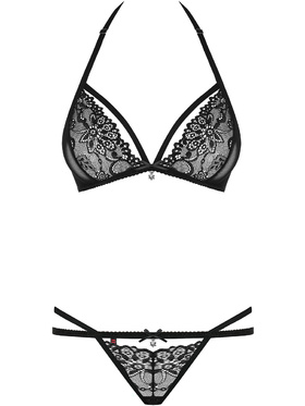 Obsessive: 838-Set-1, Bra & Thong, svart