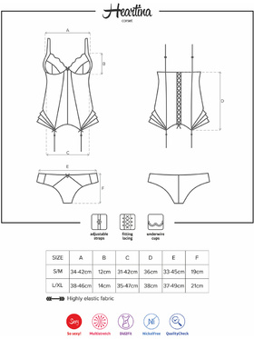 Obsessive: Heartina, Underwire Corset & Panties, svart