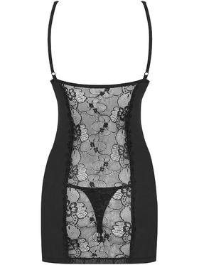 Obsessive: Heartina, Underwire Chemise & Thong, svart