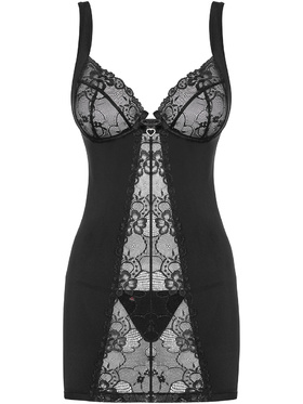 Obsessive: Heartina, Underwire Chemise & Thong, svart