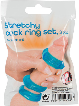 You2Toys: Stretchy Cock Ring Set, 3 pcs