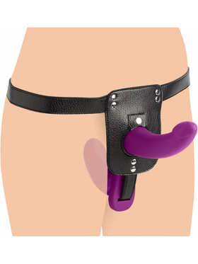 Strap U: Double Take - Purple, Vibrating Strap-On with Harness