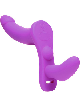 Strap U: Double Take - Purple, Vibrating Strap-On with Harness