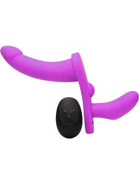 Strap U: Double Take - Purple, Vibrating Strap-On with Harness