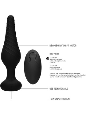 Sono: Rechargeable Remote Vibrating Anal Plug No. 77, svart