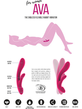 Jil: Ava, The Endless Flexible Rabbit Vibrator, rosa