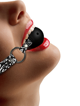 Ouch!: Breathable Ball Gag with Printed Straps, svart