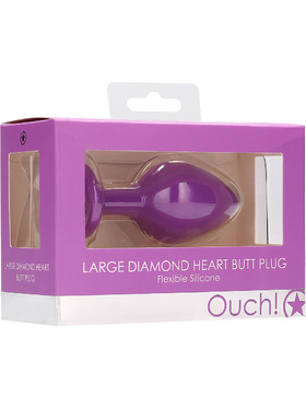 Ouch!: Large Diamond Heart Butt Plug, lila