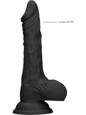 RealRock Skin: Realistic Dildo With Balls, 22 cm, svart