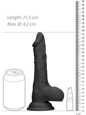 RealRock Skin: Realistic Dildo With Balls, 22 cm, svart