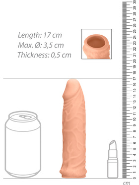 RealRock Skin: Penis Extender, 17 cm, ljus