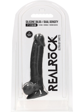 RealRock Ultra: Silicone Dildo / Dual Density, 18 cm, svart