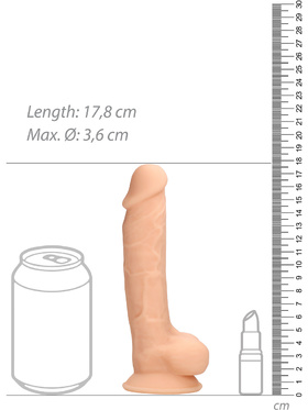 RealRock Ultra: Silicone Dildo / Dual Density, 18 cm, hudfärgad