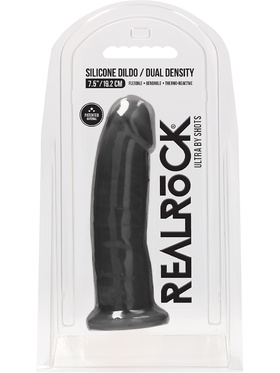 RealRock Ultra: Silicone Dildo / Dual Density, 19 cm, svart