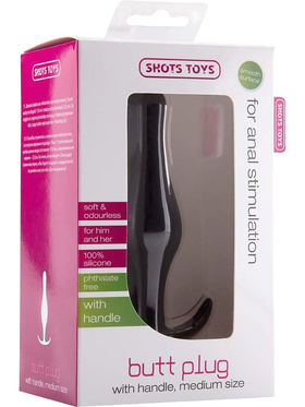 Shots Toys: Butt Plug with Handle, medium, svart