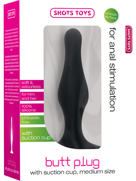 Shots Toys: Butt Plug with Suction Cup, medium, svart