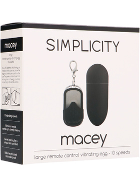 Simplicity: Macey, Large Remote Control Vibrating Egg, svart