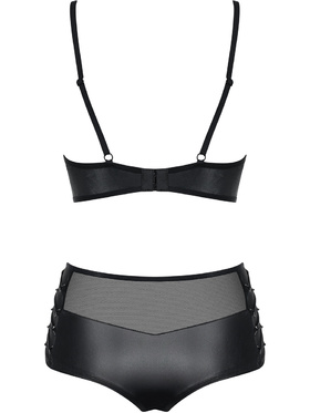 Obsessive: Leatheria, Bra & Shorties Set, svart