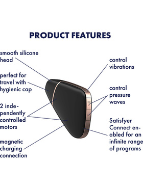 Satisfyer Connect: Love Triangle, Air Pulse + Vibration, svart