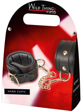 ZADO: Wild Thing, Leather Handcuffs, svart