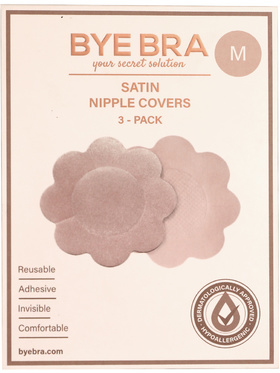 Bye Bra: Satin Nipple Covers, 3-pack, M