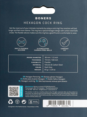 Boners: Hexagon Cock Ring with Steel Balls