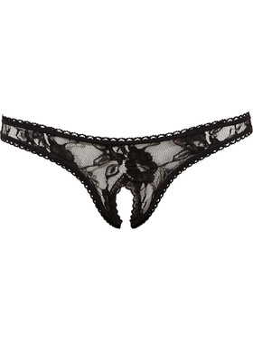 Cottelli Collection: Lace String, Open Crotch, svart