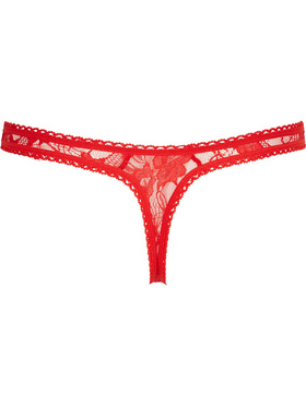 Cottelli Collection: Lace String, Open Crotch, röd