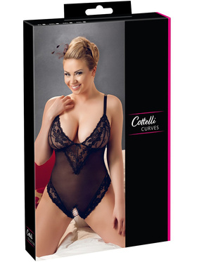 Cottelli Curves Collection: Crotchless Body, svart
