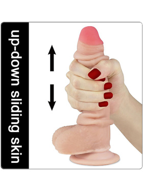 LoveToy: Sliding-Skin Dildo, 17.5 cm, ljus