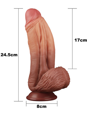 LoveToy: Dual-Layered Silicone Cock, 25 cm, mörk