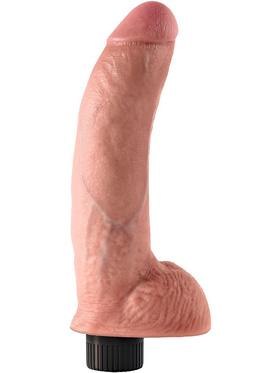 King Cock: Vibrating Cock with Balls, 23 cm, ljus