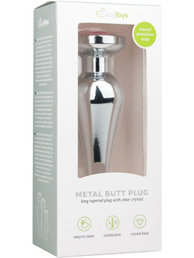 EasyToys: Metal Butt Plug No. 11 with Crystal, medium, silver/rosa