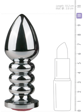 EasyToys: Metal Butt Plug No. 19 with Crystal, silver/rosa