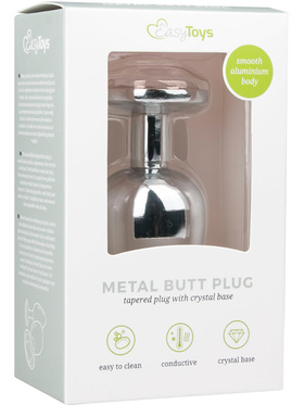 EasyToys: Metal Butt Plug No. 6 with Crystal, large, silver/clear