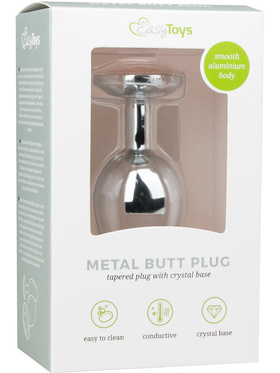 EasyToys: Metal Butt Plug No. 2 with Crystal, medium, silver/clear