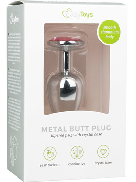 EasyToys: Metal Butt Plug No. 1 with Crystal, small, silver/rosa