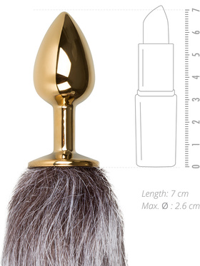 EasyToys: Fox Tail Plug No. 5, small, guld/grå