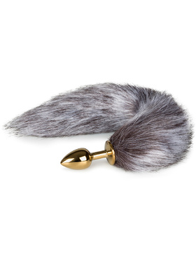 EasyToys: Fox Tail Plug No. 5, small, guld/grå