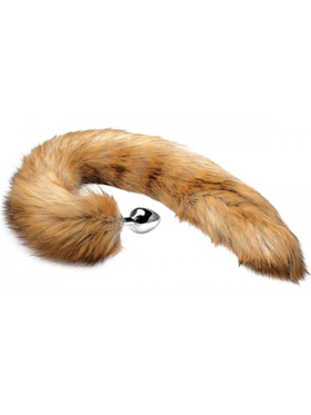 Tailz: Extra Long Mink Tail with Metal Plug, silver/brun