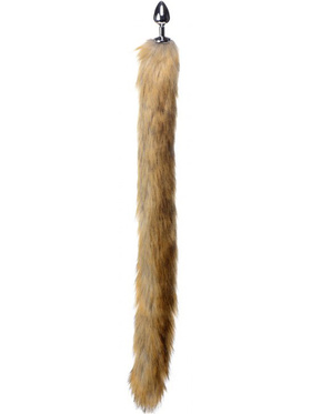 Tailz: Extra Long Mink Tail with Metal Plug, silver/brun