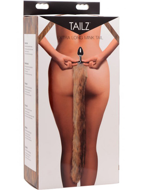 Tailz: Extra Long Mink Tail with Metal Plug, silver/brun